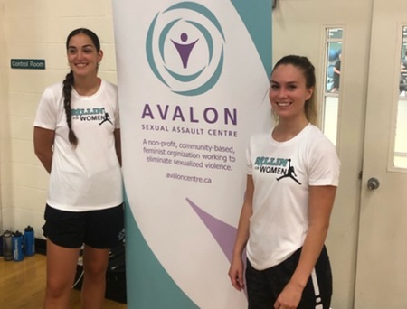 SMU's Allie Reno (left) and StFX's Maggie Segeren tamed up to organize the Ballin' for Women 3 v 3 tournament in July 2019