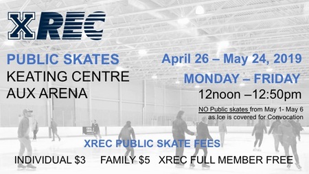 XRec Weekday Public Skates have been extended until May 24, 2019!