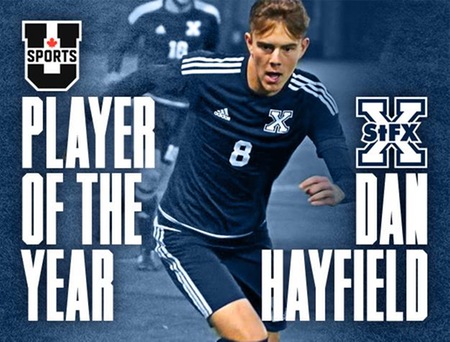 Dan Hayfield honoured as U SPORTS men's soccer player of the year